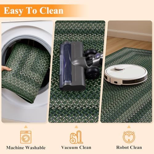 HEBE Faux Jute Kitchen Rugs Set of 2, Washable Kitchen Mats for Floor - Image 5