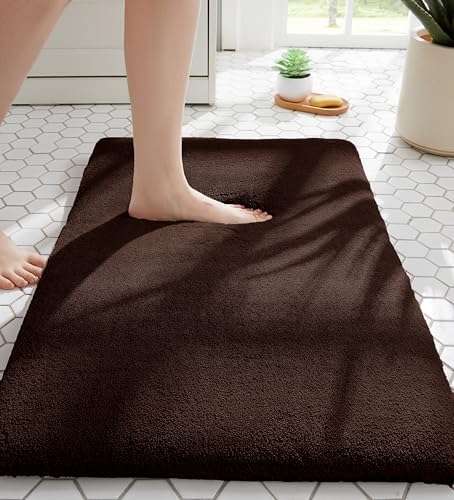 MINIDEAR Bathroom Rugs 36x24 Dark Brown - Thick Memory Foam Bath Mat, Ultra Soft & Plush Fluffy, Non-Slip, Quick Dry, Absorbent Washable Floor Microfiber Mat for Tub, Home Decor Accessories by MINIDEAR