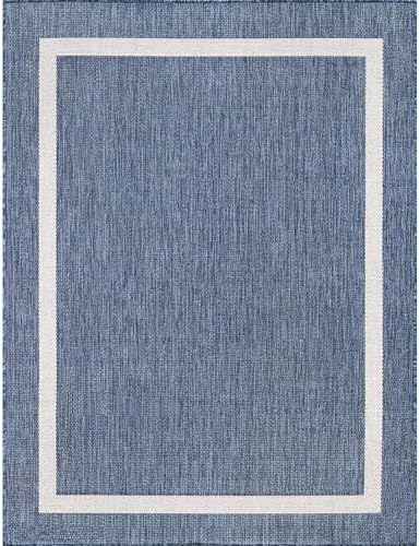 Luul Home Bordered Outdoor Rug 10x14 Washable Outside Carpet for Indoor Patio Porch Waterproof Easy Cleaning Non Shedding Area Rugs Blue 10 x 14 - Image 3