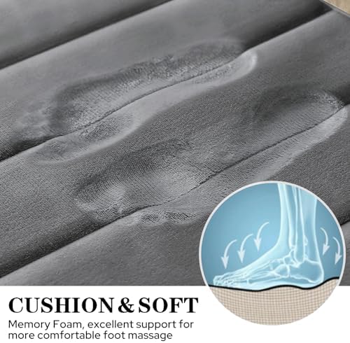 BYSURE Dark Grey Memory Foam Bath Mats Extra Long - Image 3