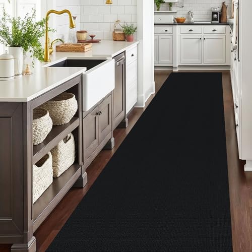 EARTHALL Washable Runner Rug, Non Slip Hall Runner, 3x14 Ft, Black Heather - Image 6