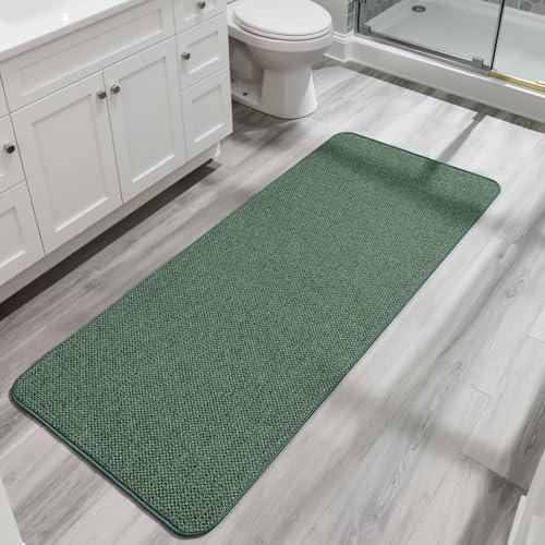 Bosap Bath Mat,Ultra Thin Bathroom Runner Rugs,Large Bath Mats for Bathroom,Quick Dry,Non-Slip,Machine Washable,Low Pile,Bath Rug,Shower Outside,Sink,Home Decor Accessories.Green,3'x6'(36x72inch) by BosapDirect