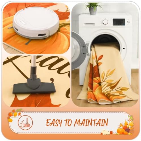 Fall Kitchen Rugs Runner 2.6'x10', Thankful Pumpkin Mats for Hallway - Image 5