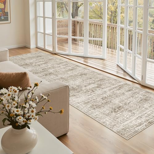 Soalmost Washable Kitchen Runner Rug 3x8 Hallway Entry Rugs Non-Slip, Brown - Image 2