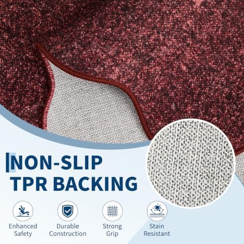 GarveeHome Scalloped Washable 5x7 Area Rugs for Living Room Burgundy - Image 5