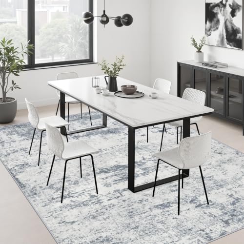 5x7 Area Rug Living Room: Modern Washable Soft Carpet Blue Grey - Image 4