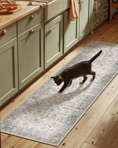 Washable Kitchen Rug Runners for Hallways: 2'6"x8' Bedroom Rug Non Slip Low-Pile Stain Resistant Soft Indoor Floor Carpet Runner for Indoor Entryway Hallways Kitchen Laundry Room Beside Farmhouse by palohom