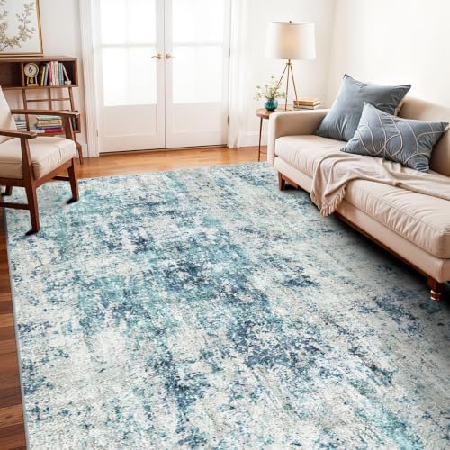 5x10 Area Rug for Living Room Non-Slip Washable Rugs Ocean Mist by WIEVEDENS