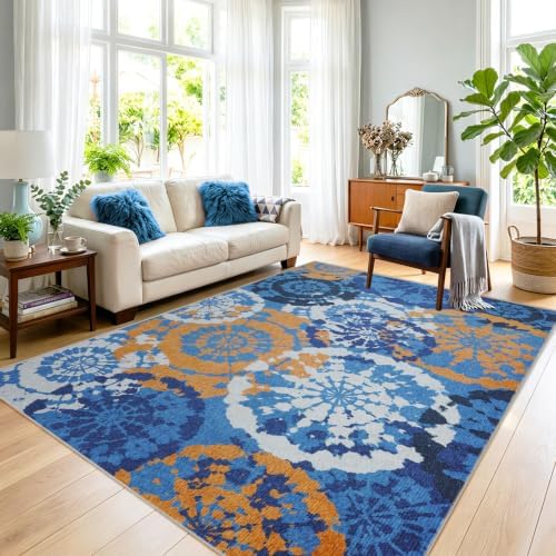 Boho 5x7 Area Rug, Washable Non-Slip Low-Pile Rugs for Living Room - Image 7