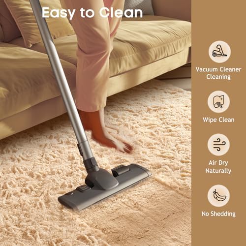 Ophanie 2x8 Runner Rug for Hallway,Upgrade Non-Slip Fluffy Soft Bedside Rugs,Bedroom Living Room Beige Shaggy Carpet for Kids Girls Boys Dorm Nursery Home Decor Aesthetic with Over 99 pcs Pile fibers - Image 6