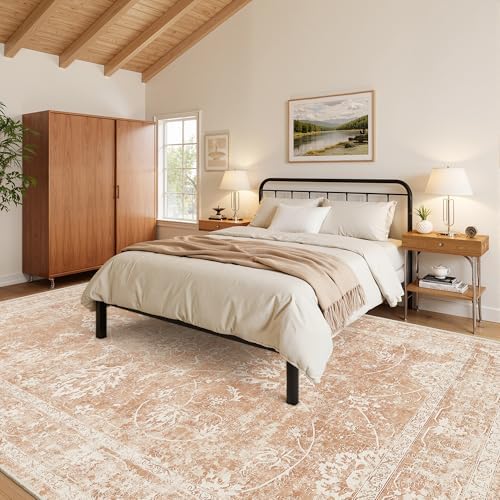 Madane Living Room 10x14 Area Rugs, Washable Soft Rug Jasper Orange - Image 3
