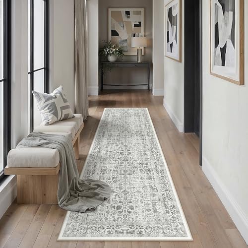 PureCozy Black Runner Rug 2'6"x8' Vintage Floral by PureCozy