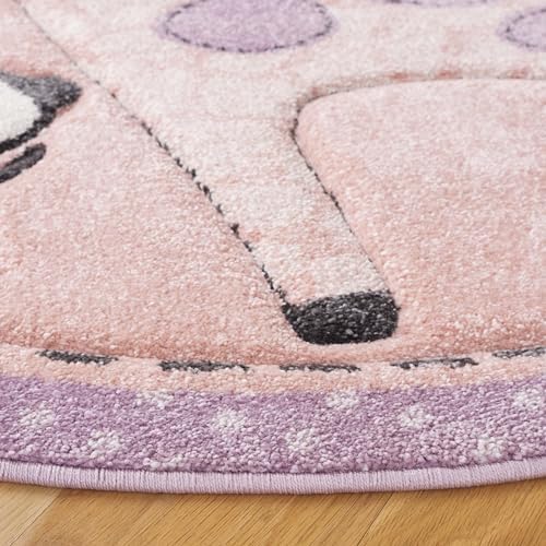 SAFAVIEH Carousel Kids Round Rug 4', Modern Blush Pink CRK120U - Image 4