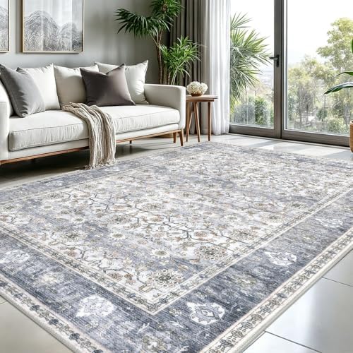 KUTA 8x10 Area Rugs for Living Room Washable Large Rug Grey Blue by KUTA
