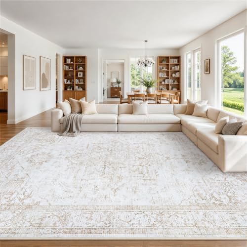 9x12 Area Rugs for Living Room Washable Beige Non-Slip Rug - Image 3