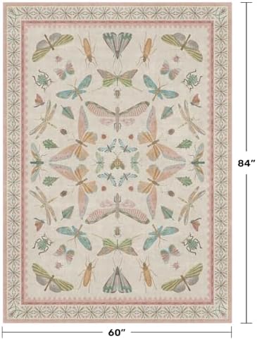 Hazo Haus Butterfly Area Rugs 5x7 for Baby Nursery, Cute Light Pink Rugs for Bedroom Girls, Living Room, Kids Room Playroom Reading Corner, Washable Ultra Soft Stain Resistant Floral Floor Decor - Image 2