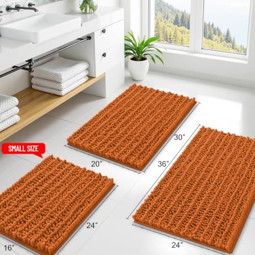 Smiry Bathroom Rugs 24X16, Extra Soft Rubber Backing Chenille Bath Mats - Image 2