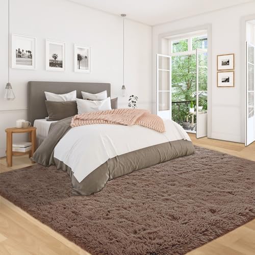 5x7 Area Rug for Living Room: Fluffy Shag Soft Washable Rugs Fuzzy Plush Indoor Carpet for Bedroom Nursery Playroom Dorm Kids Girls Boys Room (Coffee, 5'x7') - Image 6