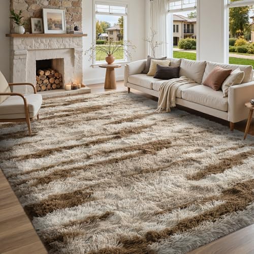 5x7 Ft Fuzzy Rugs for Bedroom,Khaki Neutral Area Rug Non-Slip,Carpet for Living Room Nursery Kids PlayRoom Indoor Modern Plush Carpets by Lo%CC%80utiRootHome