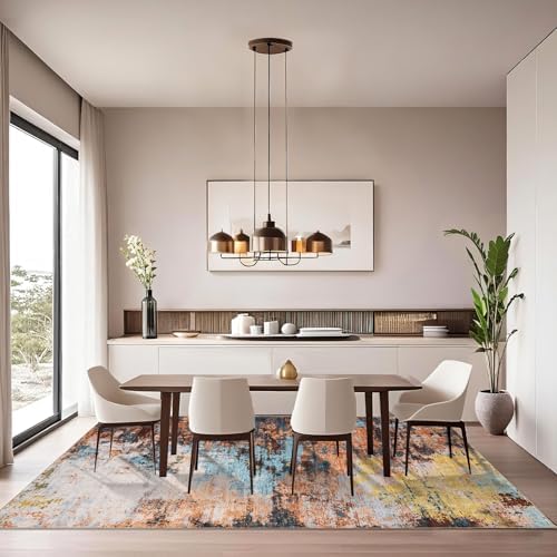 GarveeHome Abstract Area Rugs 5x7 Ultra-Soft Modern Indoor Carpet Yellow - Image 2