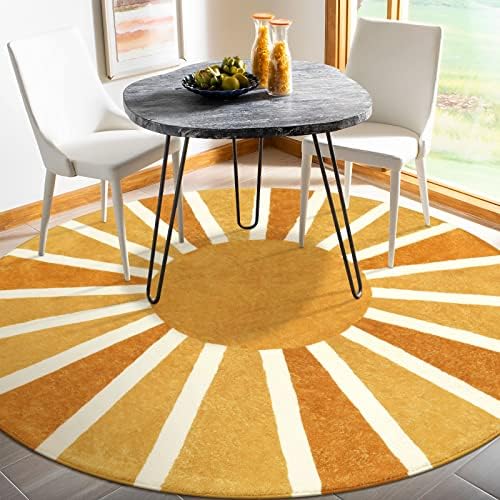 Lahome Round Rugs 8Ft for Living Room, Rainbow Sun Print Carpet - Image 7