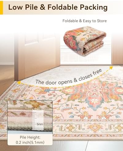 RELEANY Washable Area Rug, 8'x10', Pink/Light Pink/Colorful - Image 6