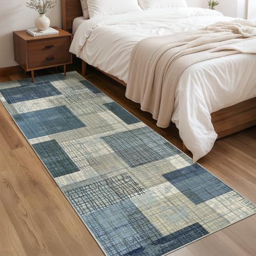 Washable 2x6 Runner Rug for Hallway Kitchen Bedroom, Blue - Image 4