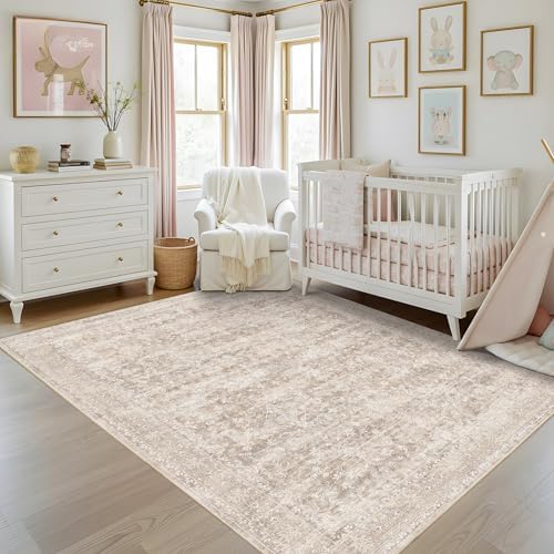 5x7 Beige Rug for Living Room，Washable Area Rugs for Bedroom - Image 4