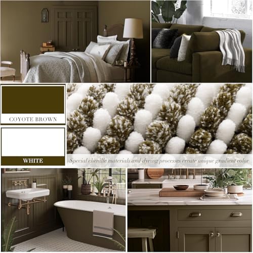 BSICPRO Bathroom Rugs Sets 2 Piece, Non Slip Striped Bath Mat, Coyote Brown - Image 3
