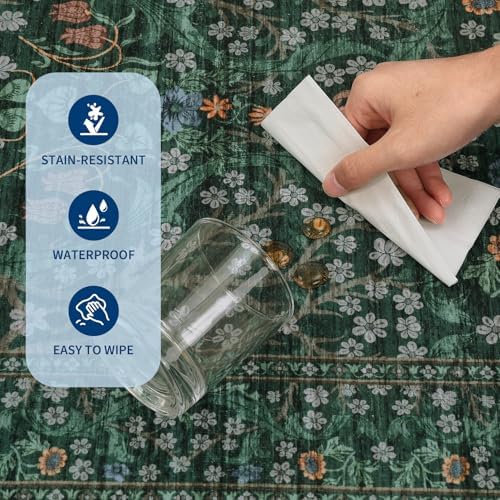 GarveeHome Dark Green Floral 2x6 Washable Kitchen Runner Rug - Image 7