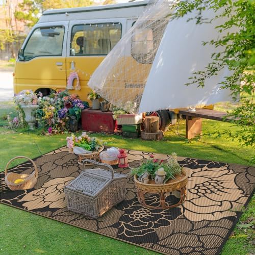 GENIMO Outdoor Rug, Waterproof Plastic Rugs for Patio, 8'x10' Raven Brown - Image 3