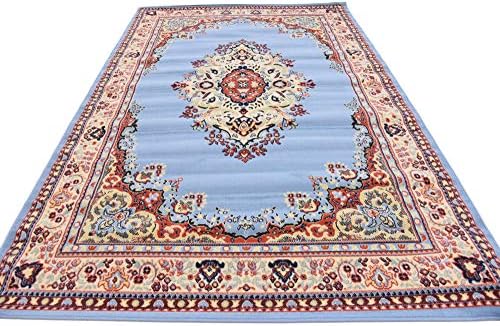 Unique Loom Reza Collection Traditional Persian Style Area Rug, 6 x 9 ft, Light Blue/Ivory - Image 6
