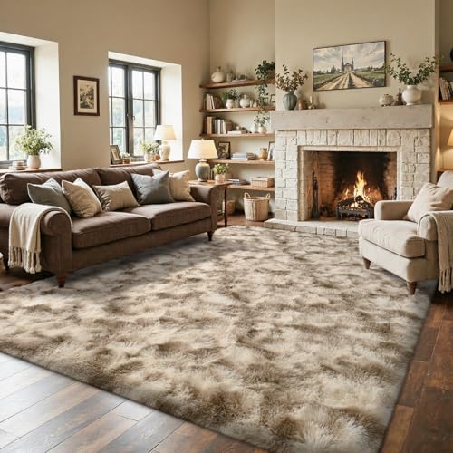 Area Rugs for Living Room 6x9Ft, Soft Fluffy Shagg Plush Bedroom Rug Non-Slip,Large Carpet for Nursery Kids Dorm Home Decor,Khaki by Lo%CC%80utiRootHome