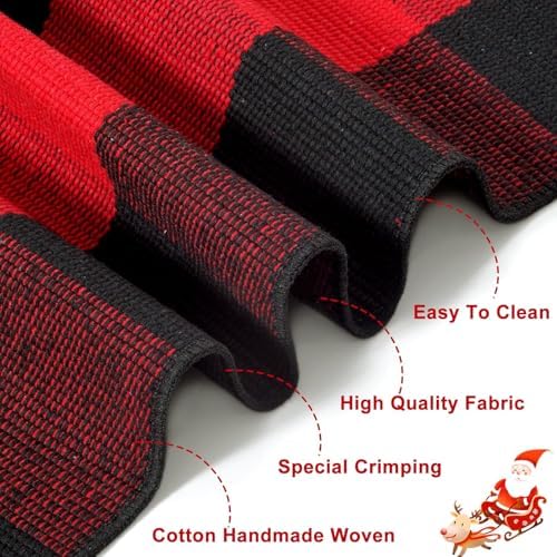 OJIA Christmas Buffalo Plaid Front Door Mats Outdoor 2'x3' Red Porch Rug - Image 4