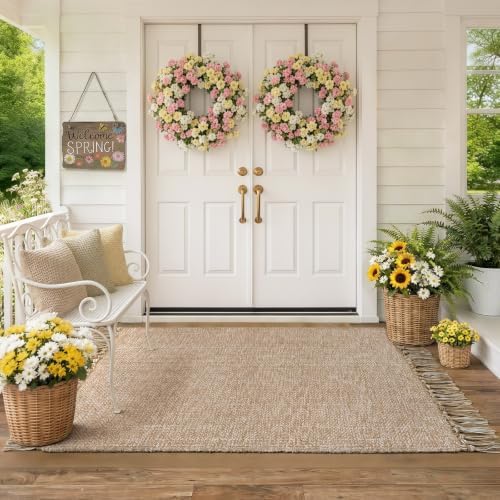 Collive 3' x 5' Woven Indoor Outdoor Porch Rug, Farmhouse Entryway Rugs by Collive