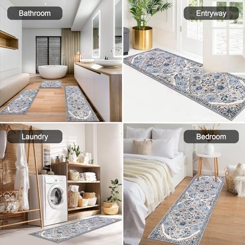 HEBE Boho Kitchen Rugs Set of 3, Non Slip Washable Kitchen Mats for Floor - Image 5
