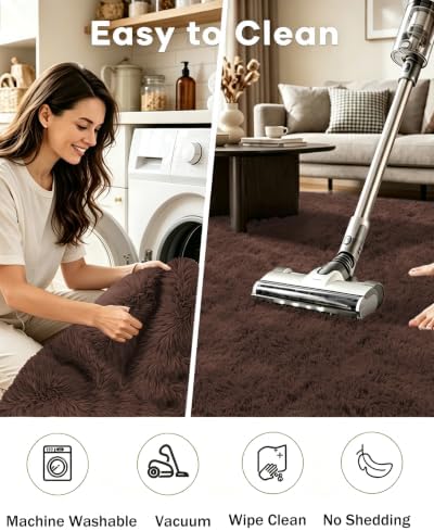 Smiry Area Rugs for Living Room Bedroom 2x5 ft, Fluffy Washable Carpet - Image 4