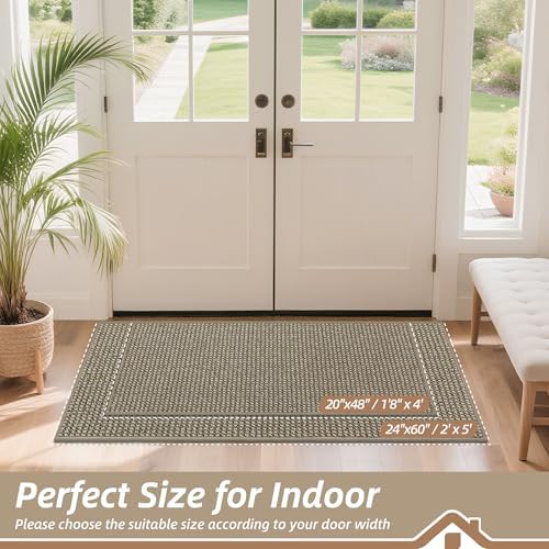 BEQHAUSE Dirt Trapper Door Mat 20" x 48", Non-Slip Washable, Light Beige - Image 2