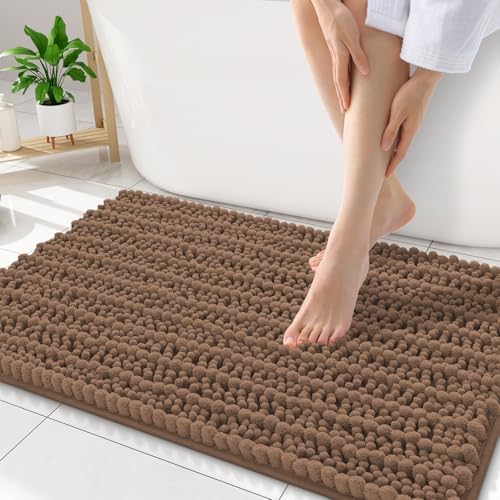 Smiry Bathroom Rugs 34X21, Extra Soft Rubber Backing Chenille Bath Mats by Smiry