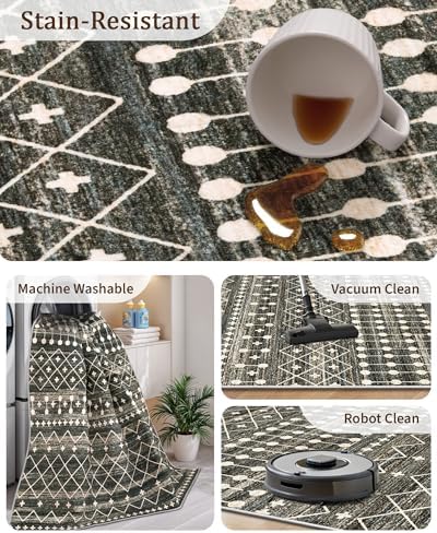 Miukiki 5x7 Washable Area Rug for Living Room, Soft Non Slip Rug Black - Image 4