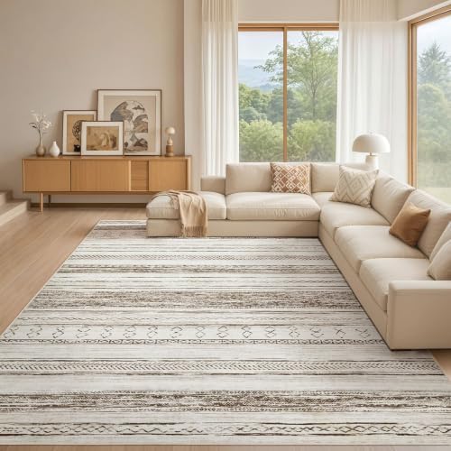 Tortania Area Rug Living Room Rugs - 12x15 Washable Large Soft Neutral Boho Moroccan Bohemian Farmhouse Rug Indoor Floor Carpet for Bedroom Under Dining Table Home Office Decor - Beige by Tortania
