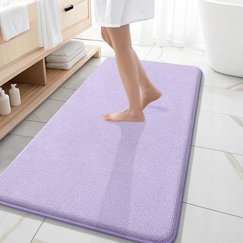 OLANLY Memory Foam Bathroom Runner Rugs 47x20, Absorbent Long Mat, Lavender by OLANLY