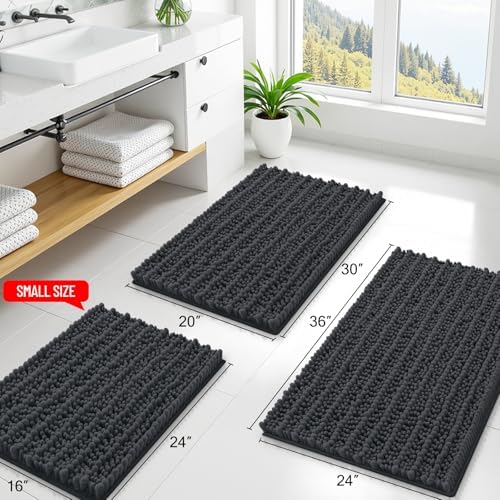 Smiry Bathroom Rugs 24X16, Extra Soft Rubber Backing Chenille Bath Mats - Image 2
