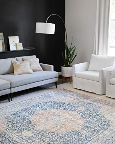 Loloi Layla Blue/Tangerine 3'-6" x 5'-6" Accent Rug - Image 2