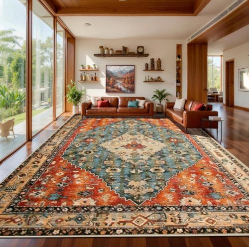 SERISSA 10x14 Washable Non Slip Boho Area Rug for Living Room by SERISSAHomeDecorCollection