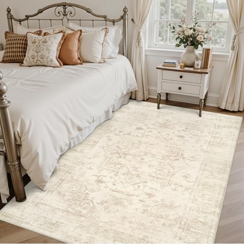 6x6 Area Rugs Living Room: Bedroom Washable Carpet Beige/Brown - Image 2