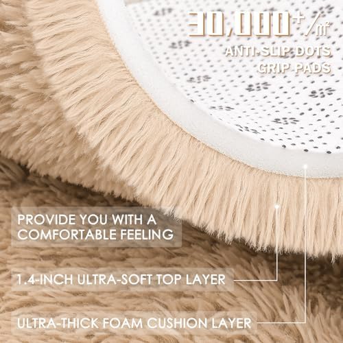 OLANLY 3x4 Machine Washable Accent Rug, Soft Fluffy Shaggy Area Rug for Bedroom, Living Room, Indoor Floor Carpet for Kids, Nursery, Home Decor, Beige - Image 7