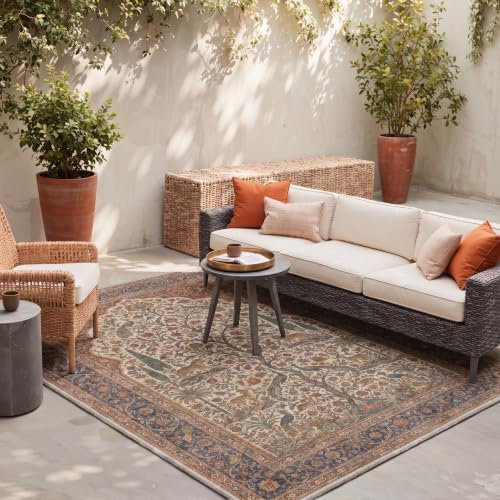 GENIMO 2.5x8 Outdoor Runner Rug, Washable for Patio, Vintage Indigo - Image 3