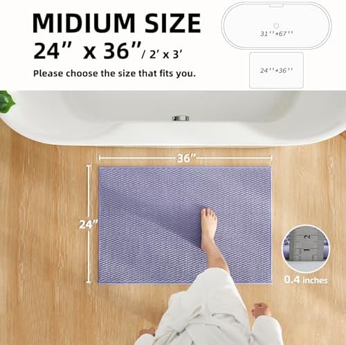 TYUU Bathroom Rugs Non Slip Washable, Super Absorbent Thin Bath Mat Quick Dry Low Pile Bathroom Rug, Lavender 24"x36" - Image 2