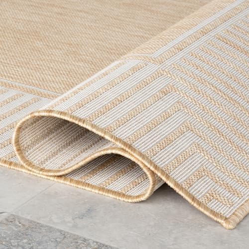 nuLOOM Asha Tan Bordered Power Loomed Indoor/Outdoor Area Rug, 10' x 12' - Image 7